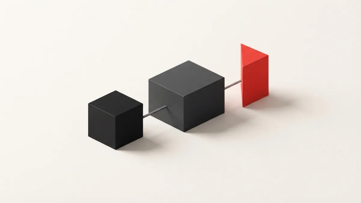 Three linked geometric blocks showing the stages of setting up ACH rent collection