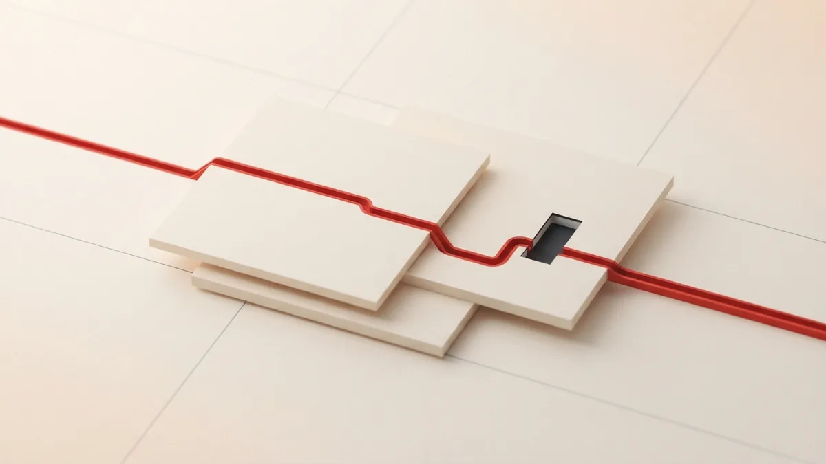 Layered paper forms and a clear route suggest faster same-day ACH vendor payments