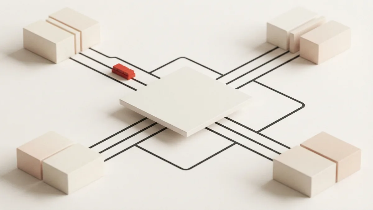 Modular structure for dividend funding Modular blocks flowing into a central plane suggest steady funding for cash payments