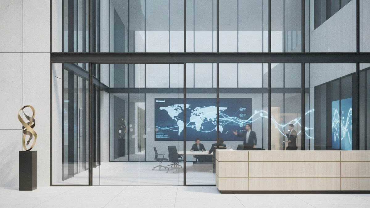 Building entrance representing public records offices and request steps
