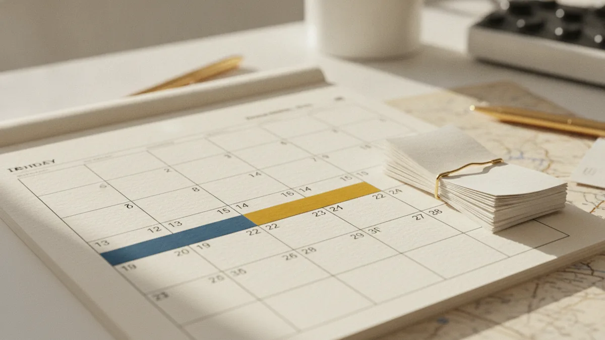 Calendar planning and documents representing PAYG installments during the year.