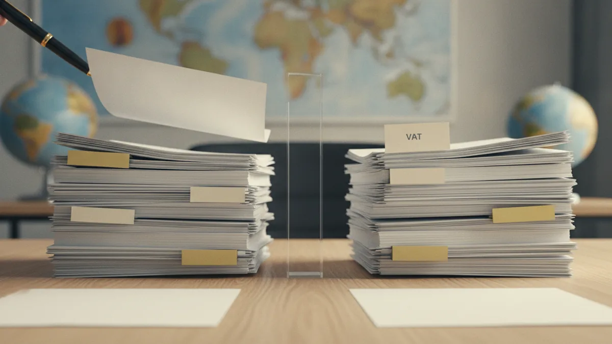 Sorted documents showing separate VAT treatment categories