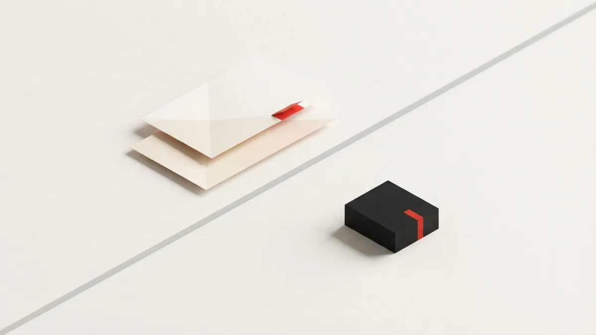 Layered paper planes and a block crossing a line, suggesting sale discounts and gift exceptions