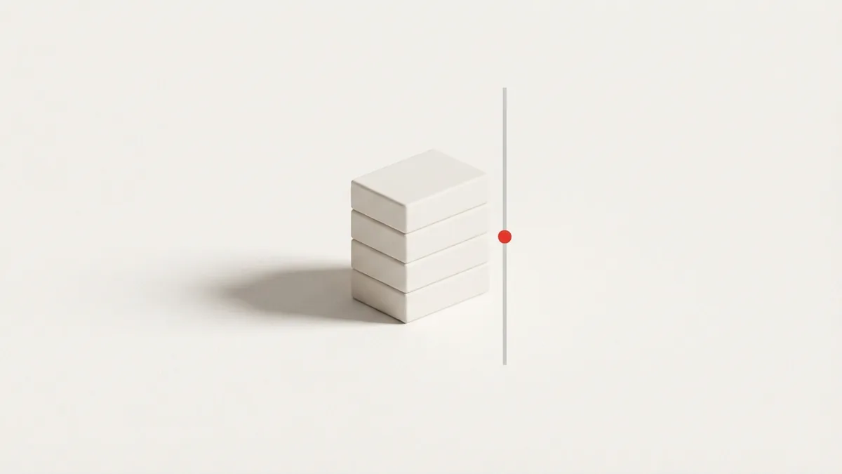 Measured blocks and a fine line evoke inventory value and tax calculation
