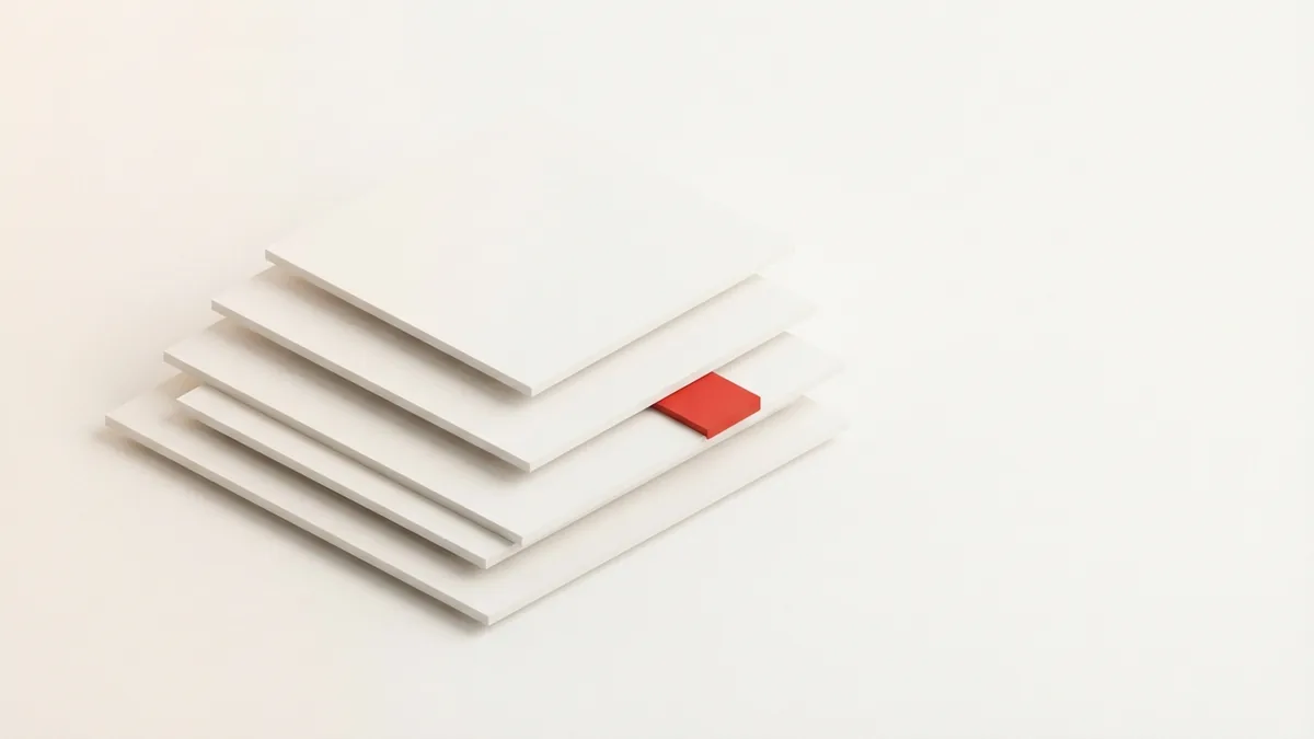 Layered blank paper forms arranged to represent local business tax filing