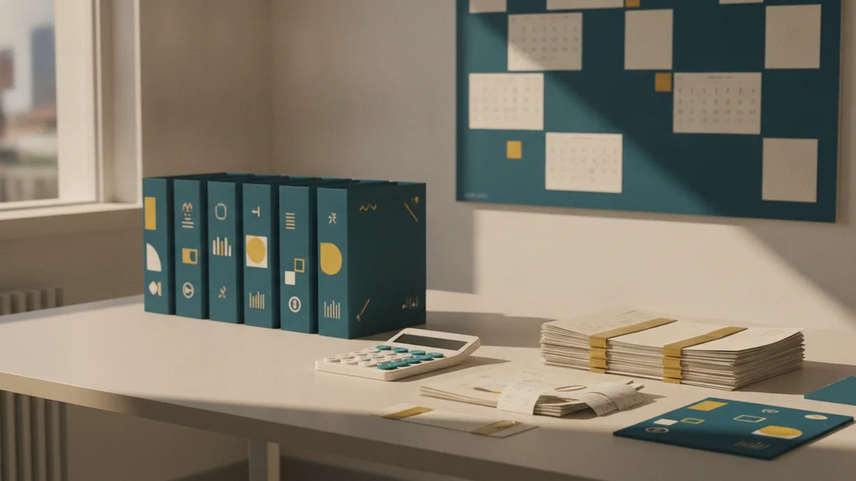 Organized records and calendar reminders prepared for a business tax deadline