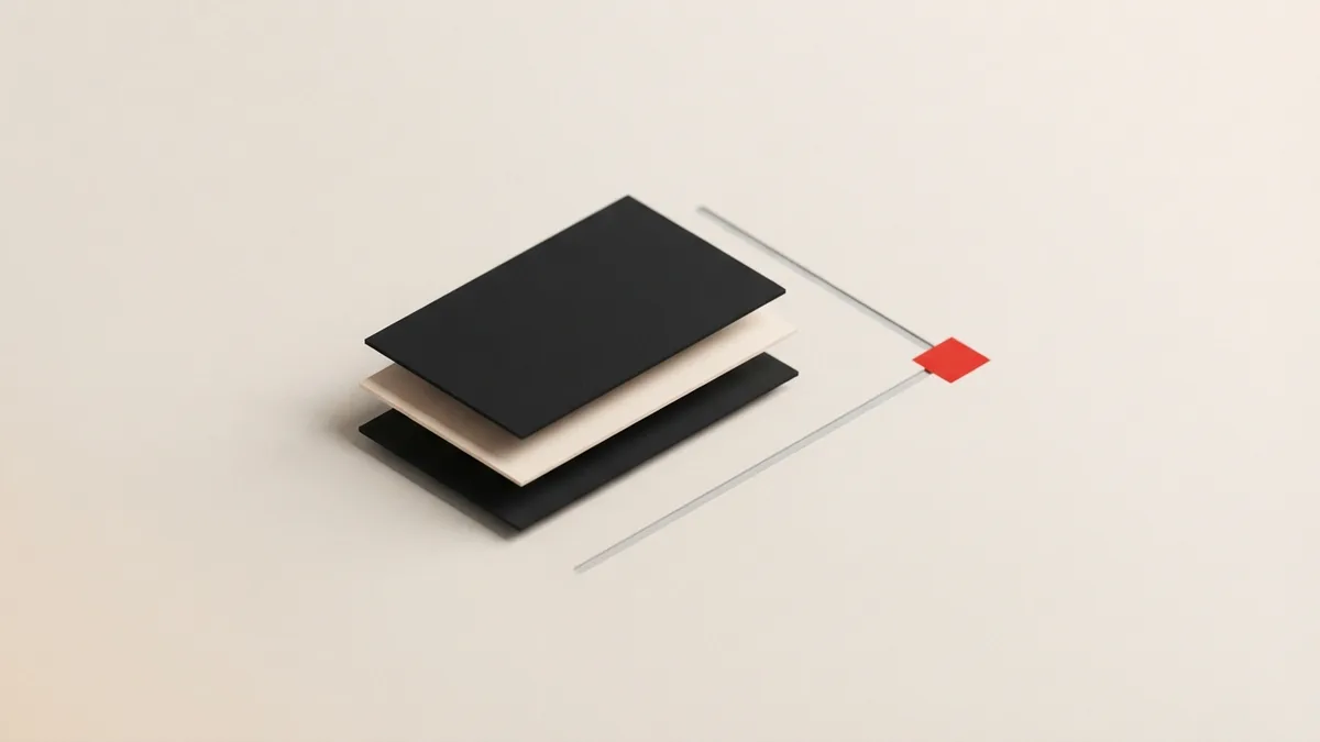 Linked business records Abstract stacked cards and routed lines representing business tax records and account links