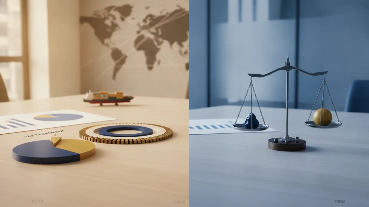 Tax treatment vs risk Charts and a balance scale showing tax treatment and risk tradeoffs.