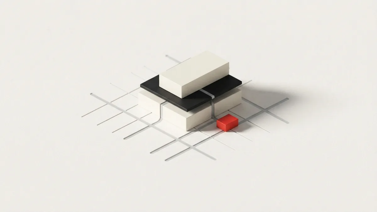 Abstract ledger grid with routed lines representing business VAT records