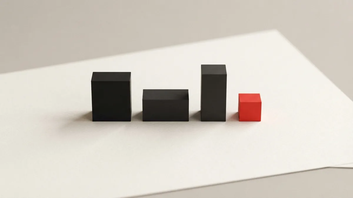A row of varied geometric blocks suggests comparing VAT amounts across different prices