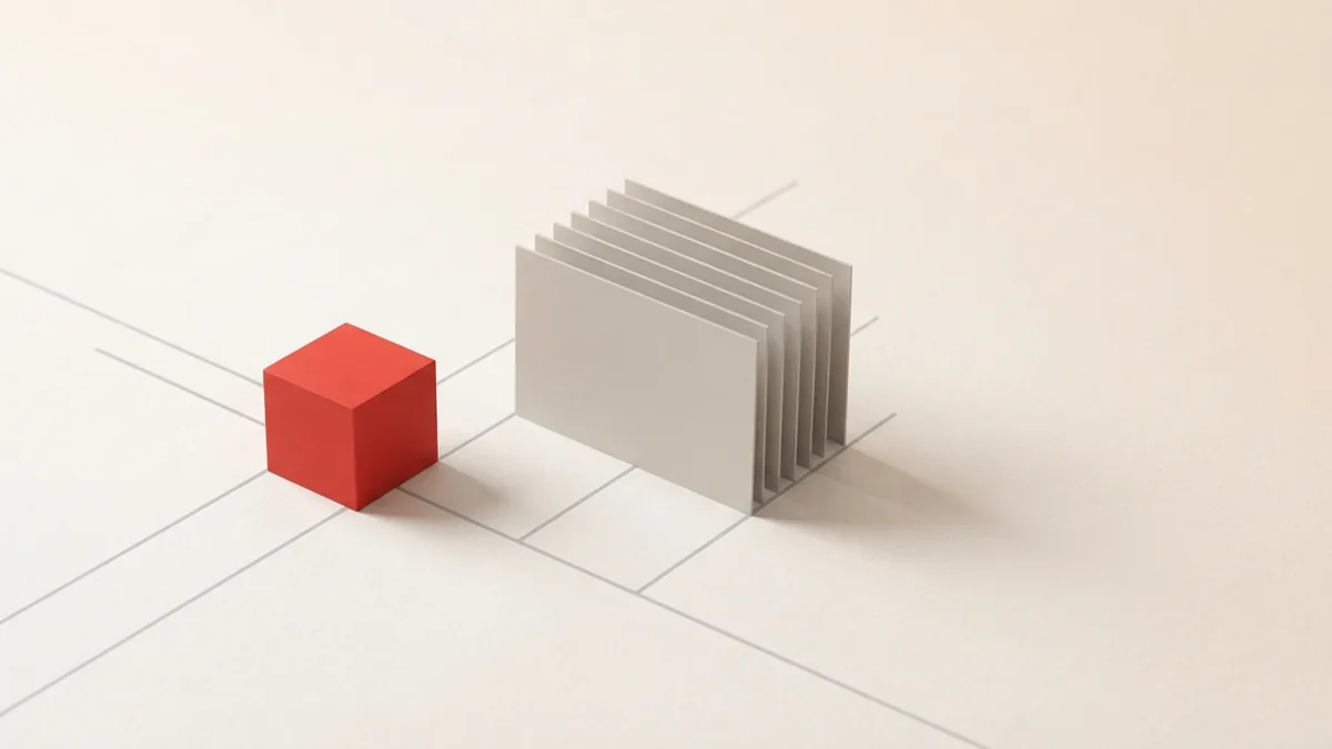 Stacked cards and precise lines represent VAT records, invoices and filing checks