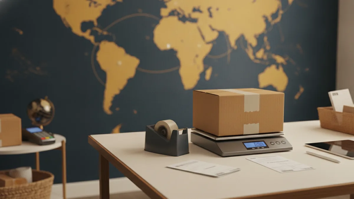 Access more markets, earn more Packaging and shipping setup suggesting global market access for cross-border payments