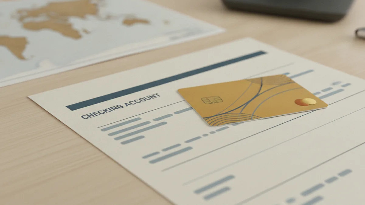 On-demand access for checking Checking account documents and debit card on a clean desk