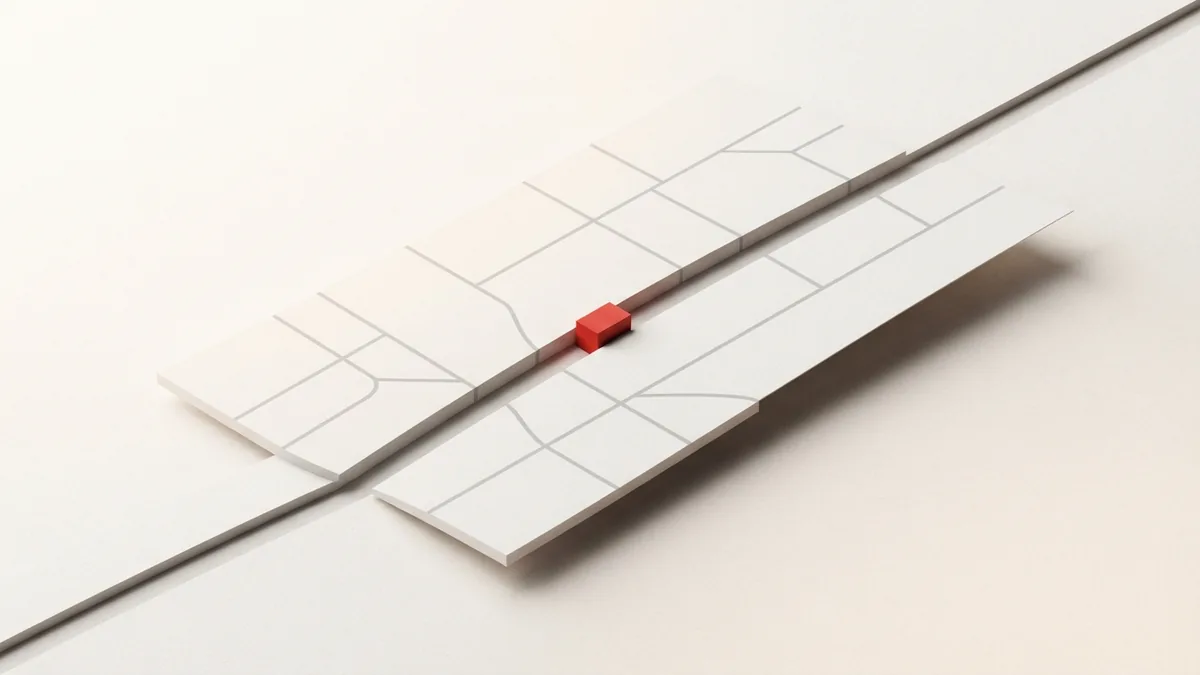 How a gateway routes a payment A small red block passes through layered planes to represent a payment gateway route