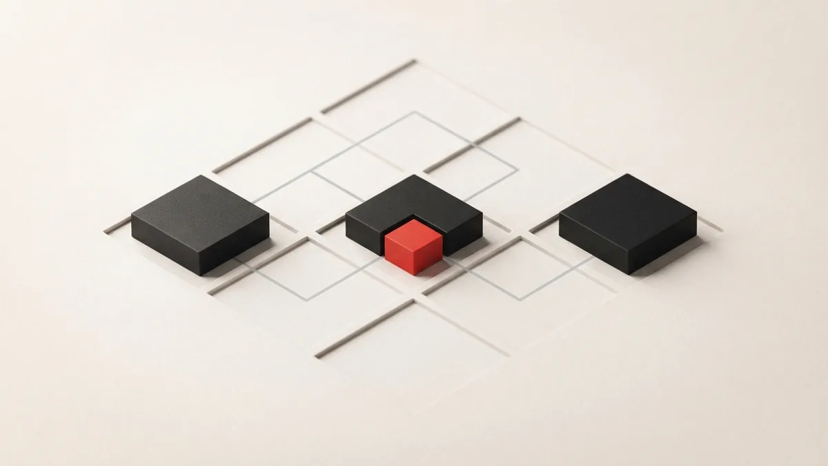 Connected payment records for a business A modular grid with linked blocks represents smoother payment records for a business