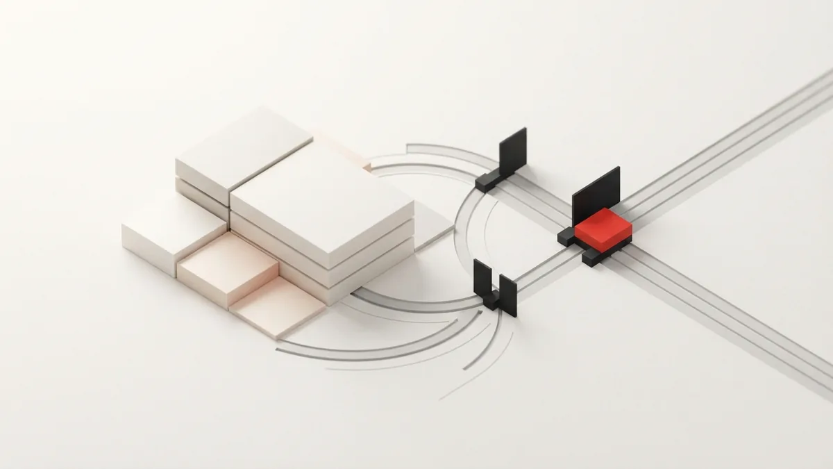 Abstract modular blocks and routed arcs representing cross-border VAT rules