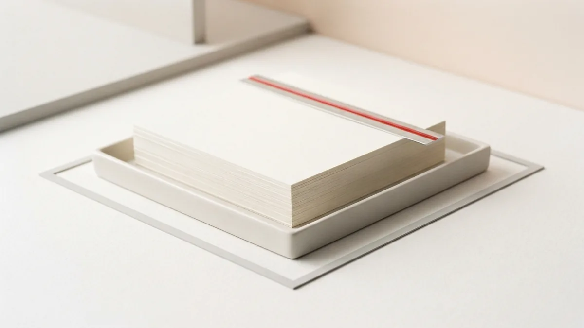 Neatly stacked blank records in a tray suggest careful VAT return filing and record keeping