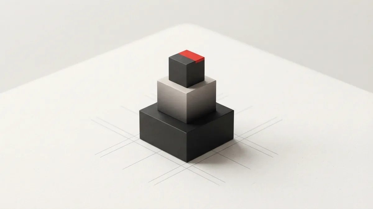 Three geometric blocks showing different Dutch VAT rate levels on a calm paper surface