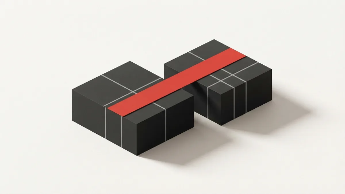 Geometric paper border and modular blocks symbolising a business location and VAT office route