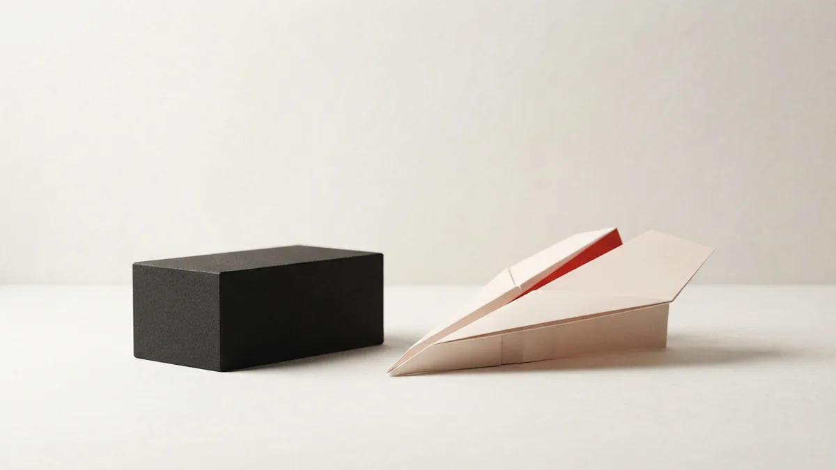 The role of a business identifier A charcoal block beside a folded plane suggests a clear federal business identifier
