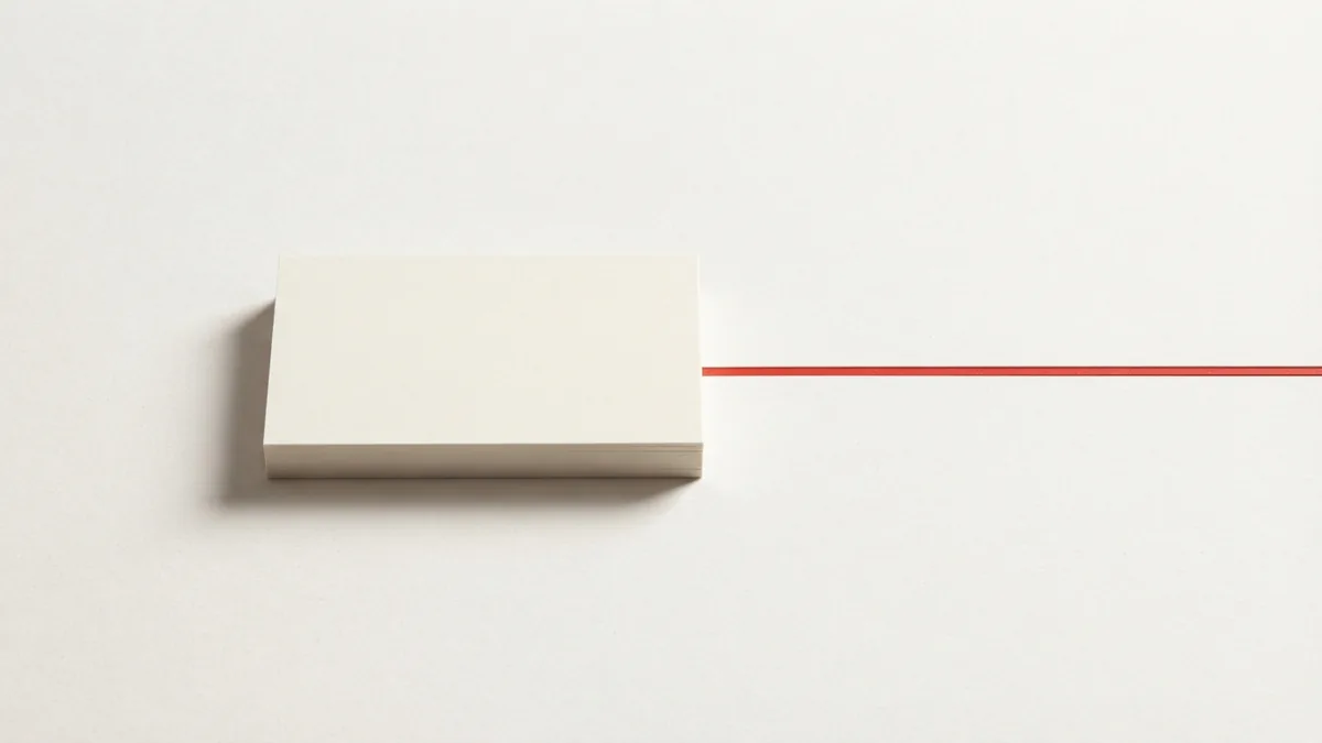 A prepaid card and its payment path Unmarked prepaid cards sit beside a fine red line on a warm paper-like surface