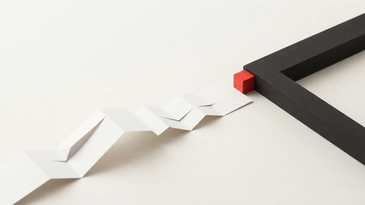 Where a payment path can stop A folded paper path pauses at a boundary to suggest a payment processing error