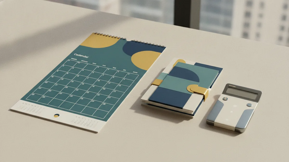 Calendar and filing folders showing a clear business record retention plan