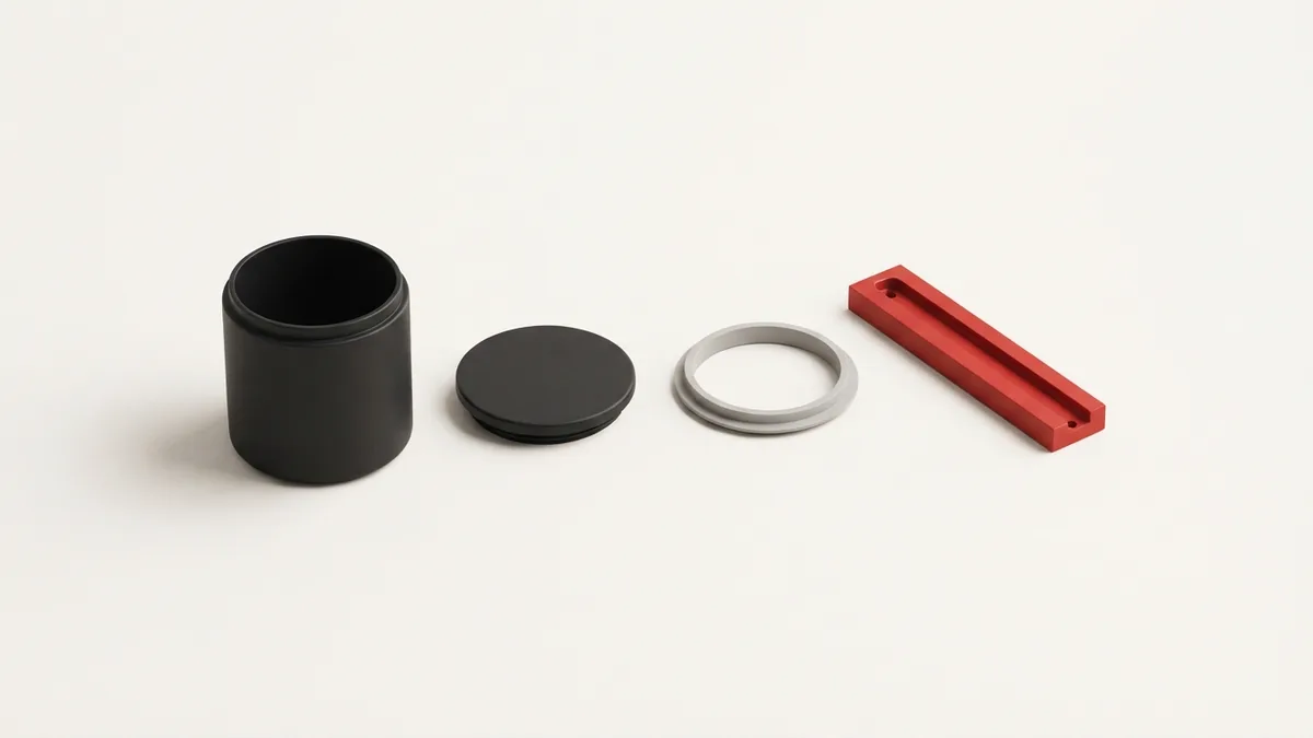 Vat care and maintenance parts Geometric vessel parts arranged for clean storage tank maintenance