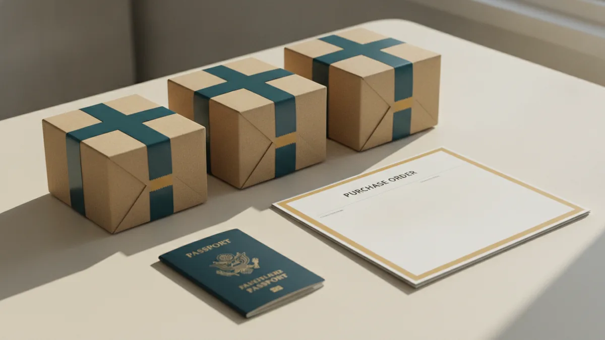 Keeping refund goods and papers together Shopping parcels and receipts arranged for an Irish VAT refund claim