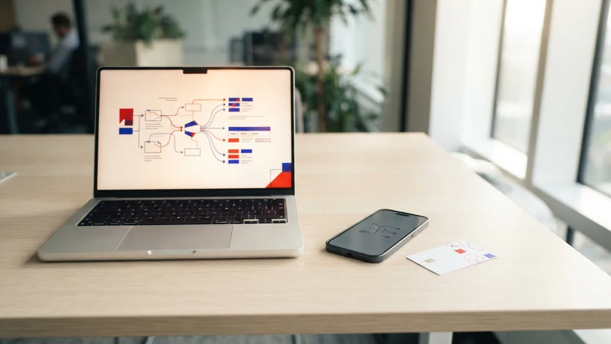 Payment features and security tools Modern laptop, smartphone, and contactless card used for secure payment setup