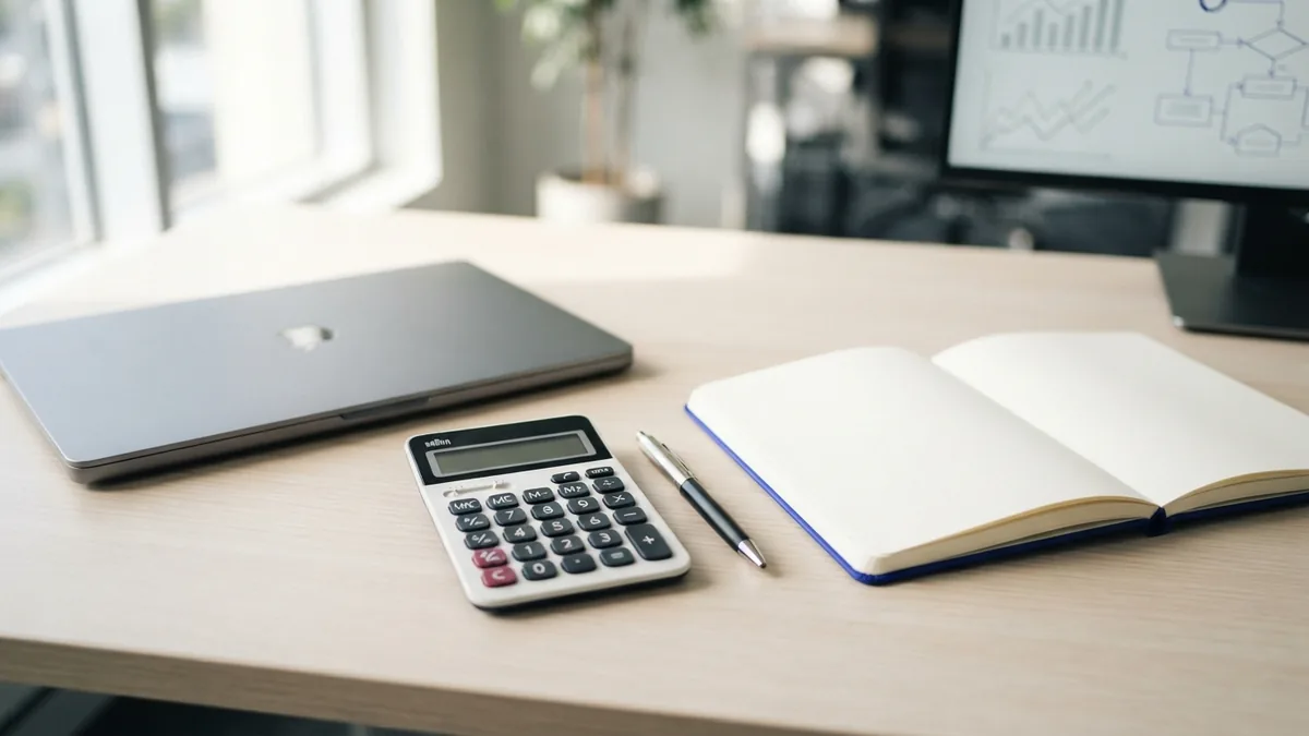 Laptop and business tools arranged for applying for a new company tax ID