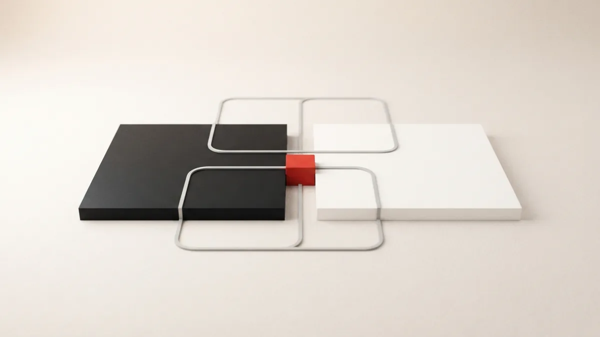 Balanced geometric planes showing online banking benefits and security risks