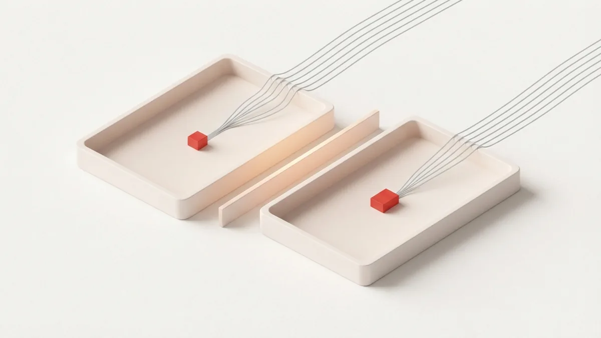 Abstract divided trays showing separation between personal and business finances