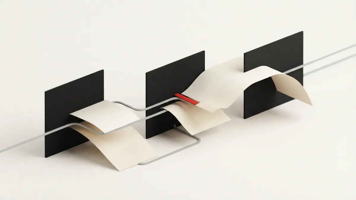 Abstract folded papers and routed lines showing the VAT application process