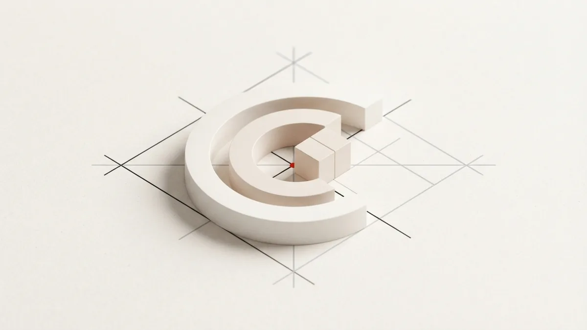 Nested geometric arcs around a block representing repeat visits and customer rewards