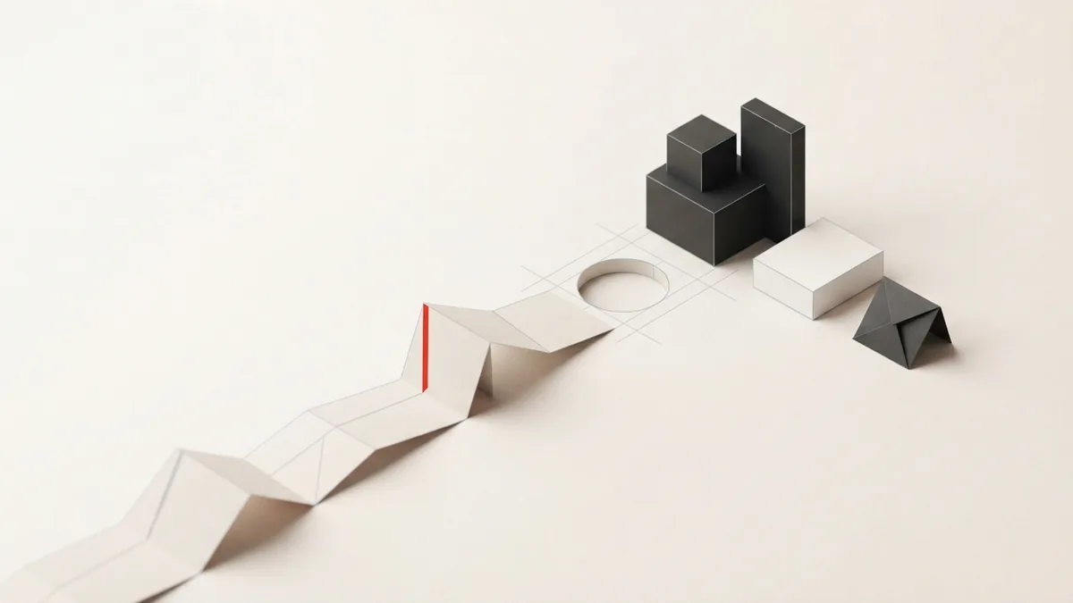 Tourist VAT refund path Folded geometric path representing a tourist VAT refund claim at departure