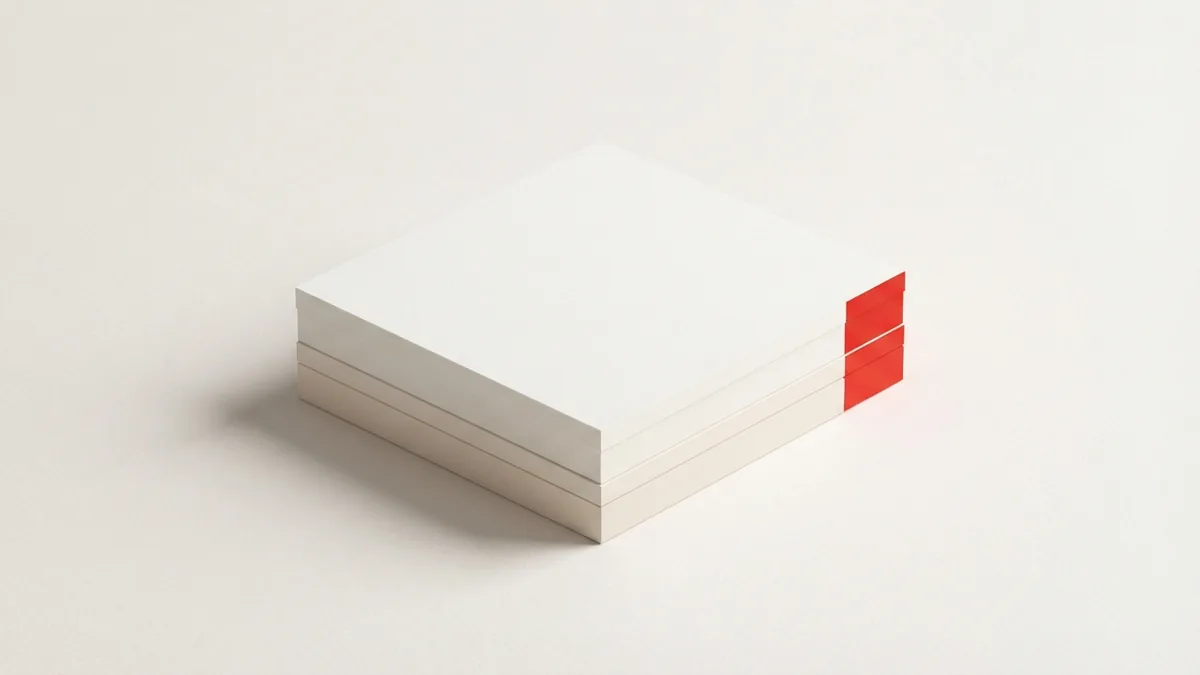 Layers of an overdue balance Stacked unmarked paper layers represent costs building on an overdue balance