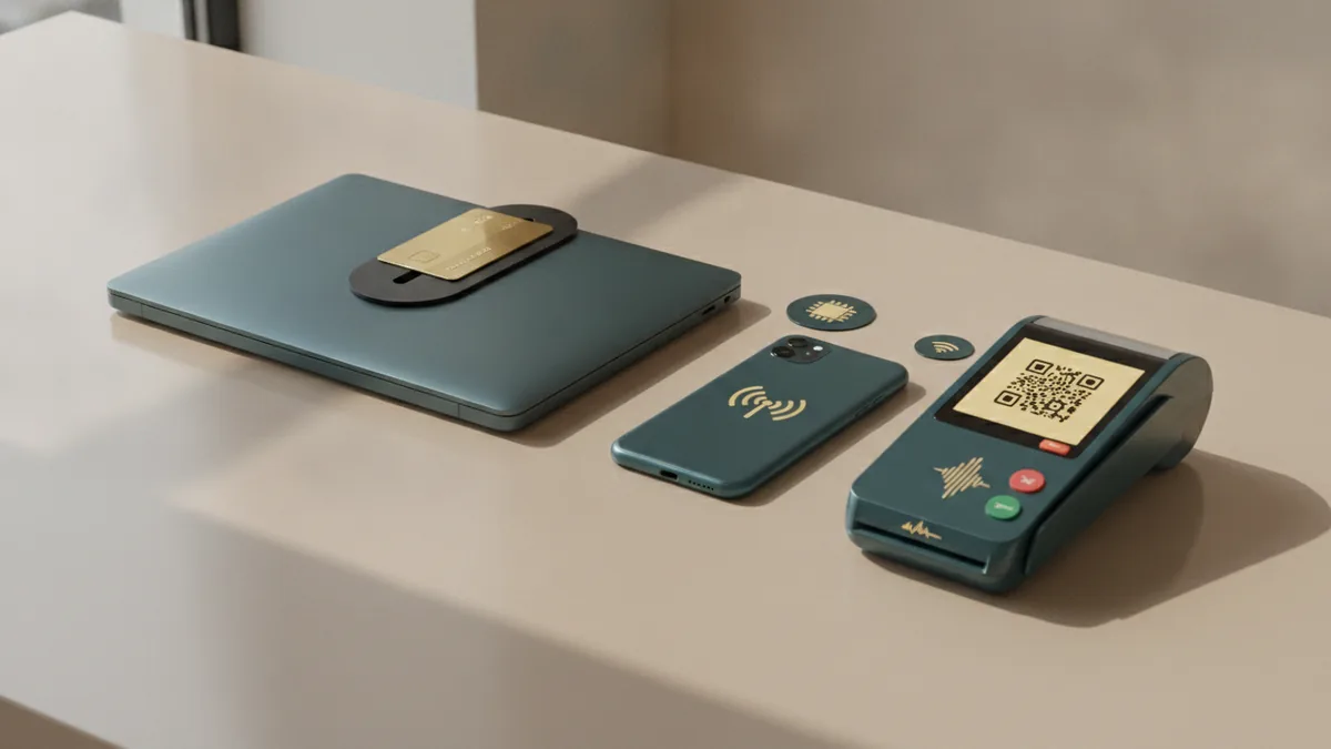 Online and in-store gateways Online checkout and in-store card terminal shown together for payment options