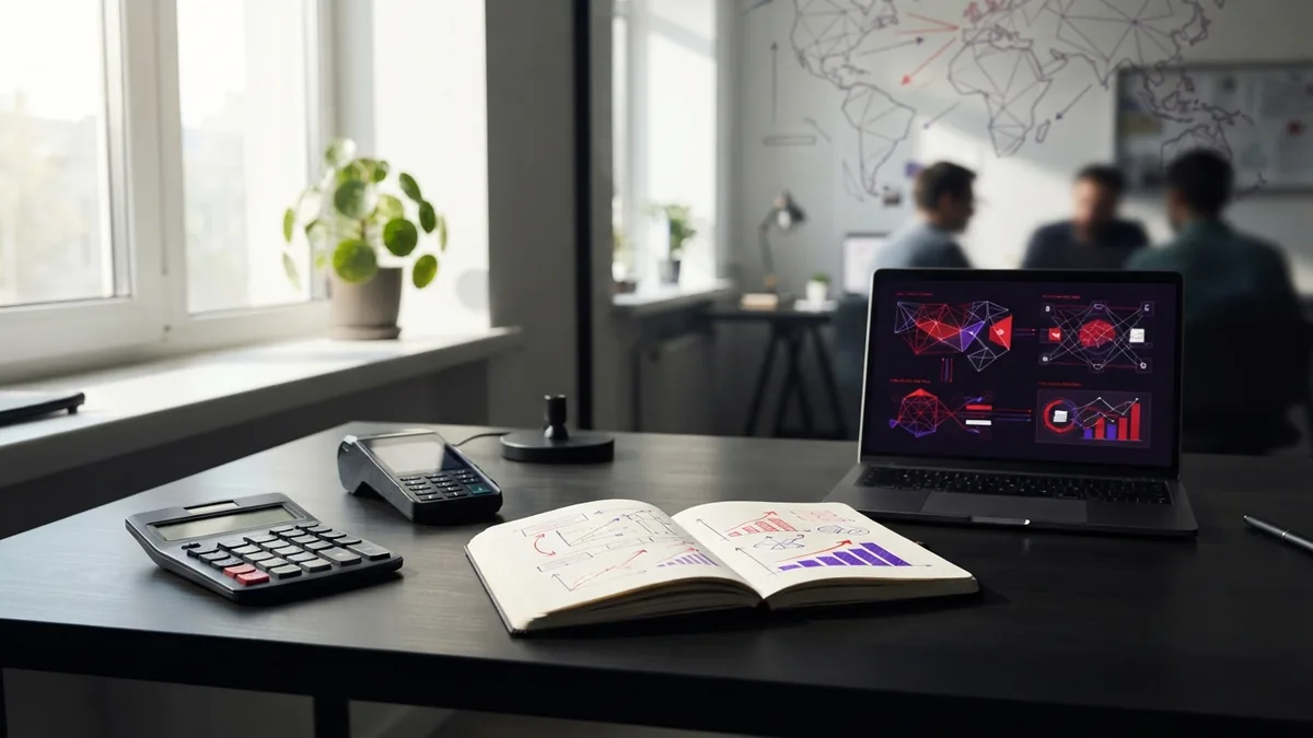 Choosing a payment processor Business owner reviewing payment fees and payout figures at a work desk