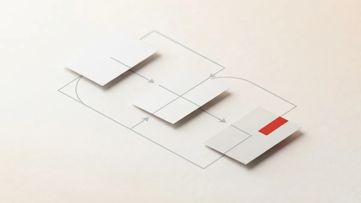 Layered paper planes linked by fine lines to suggest the stages in a refund timeline