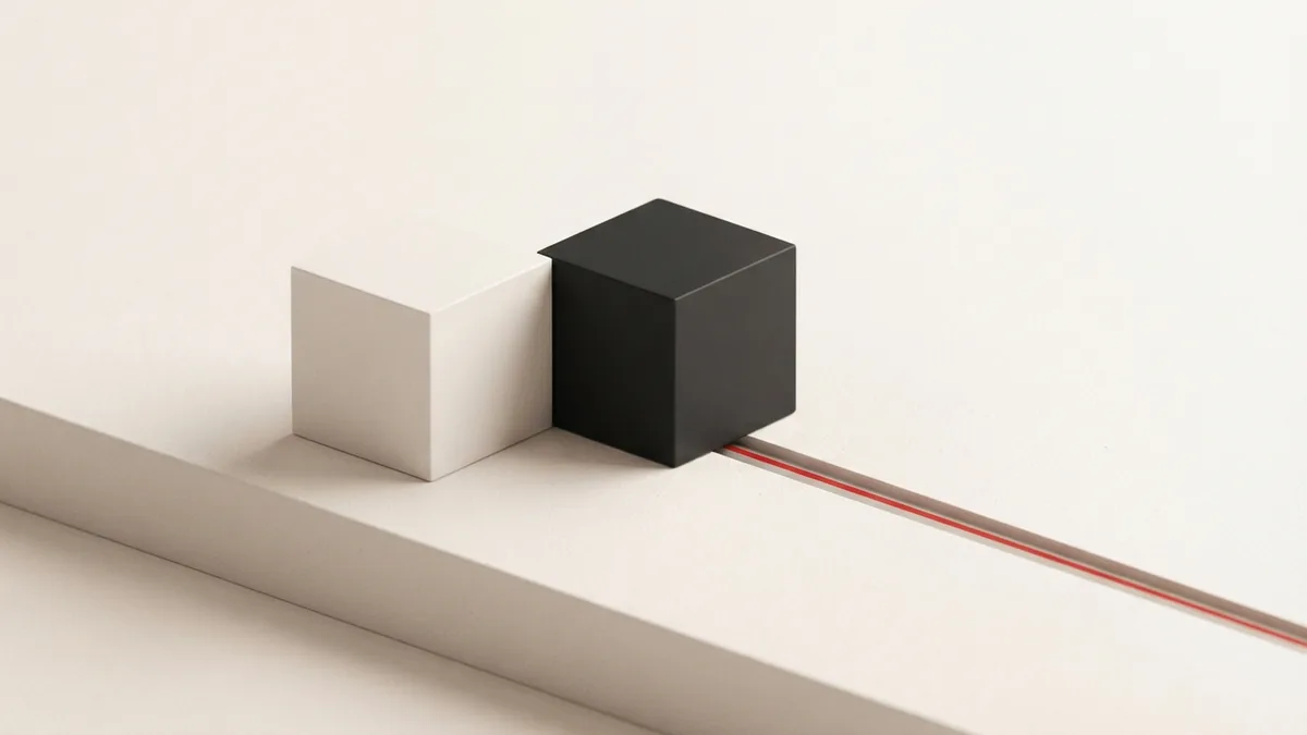 Balanced geometric blocks symbolizing leadership transition in a family firm