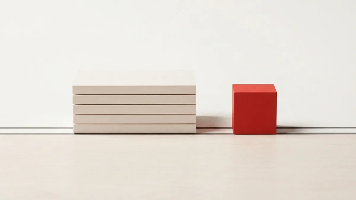 Five cream cards arranged along a fine route suggest the stages of invoice handling