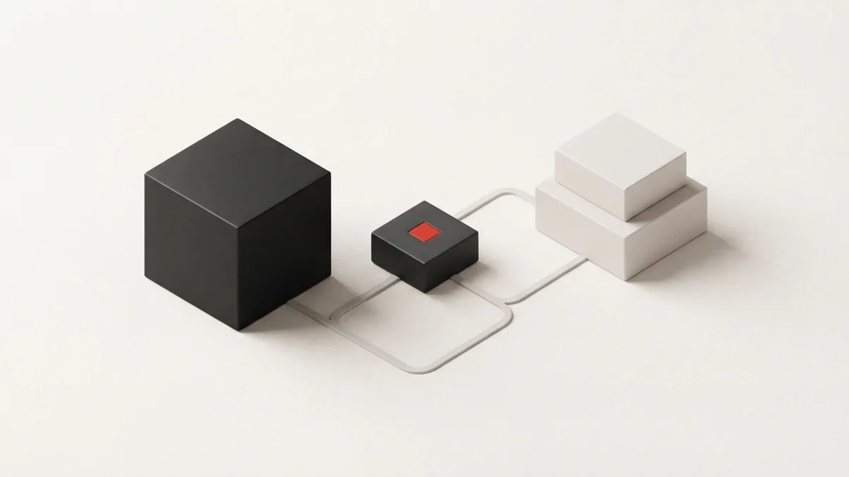 Modular blocks joined by fine lines represent choices in business structure