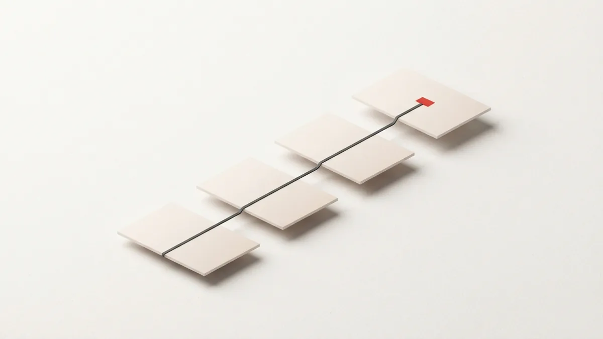 Four paper steps linked by a fine route suggest planned quarterly tax payments