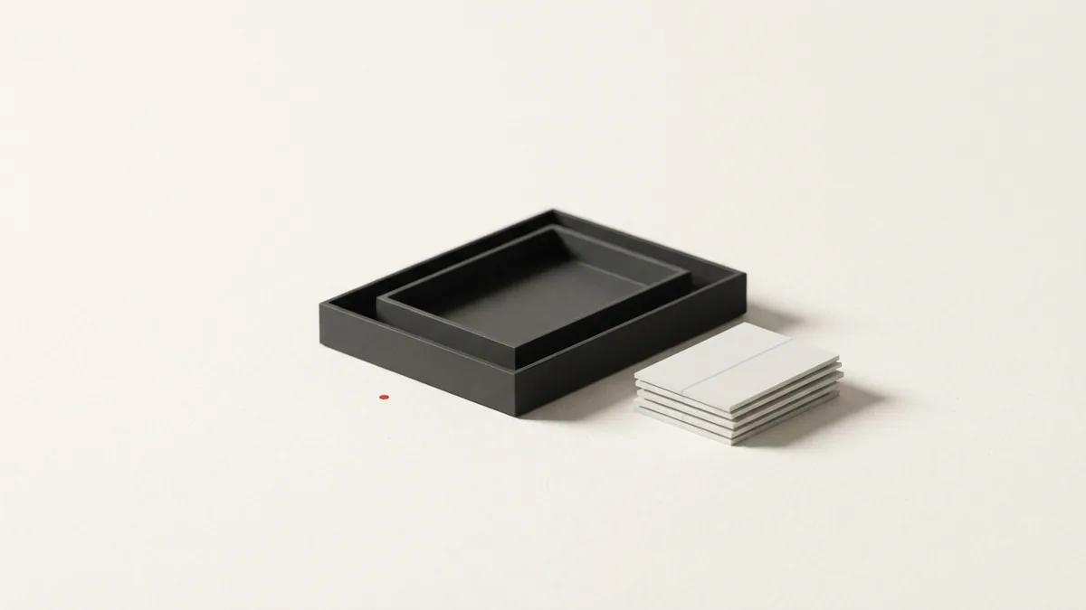 Nested trays and paper forms suggest long-term business and health savings