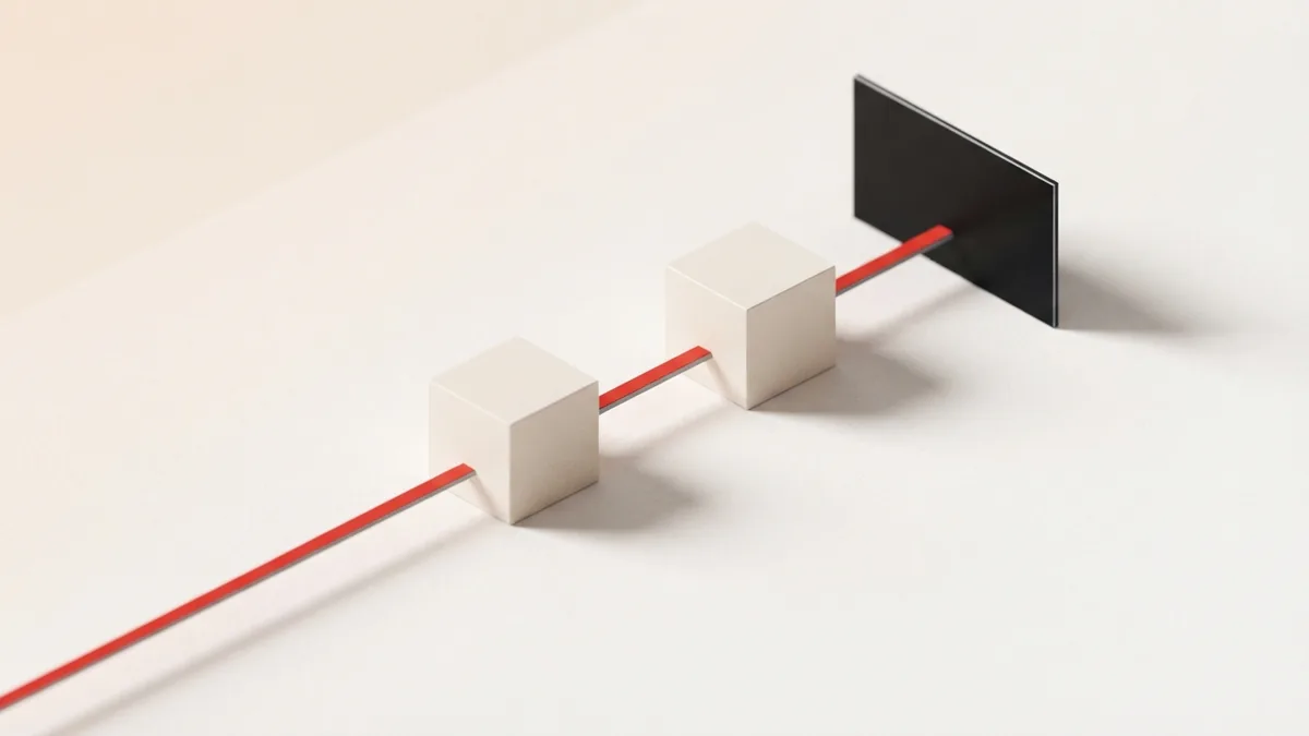 A payment path crossing a clear threshold Geometric blocks and a routed line showing a payment path crossing a threshold