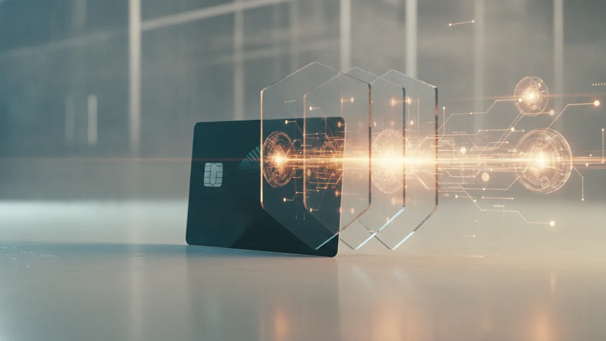 Payment security layers Encryption and tokenization shown as protected payment data moving through secure network layers