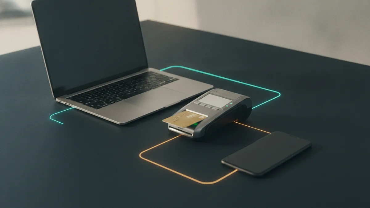 Reliable online payment system represented by connected devices and secure bank card processing