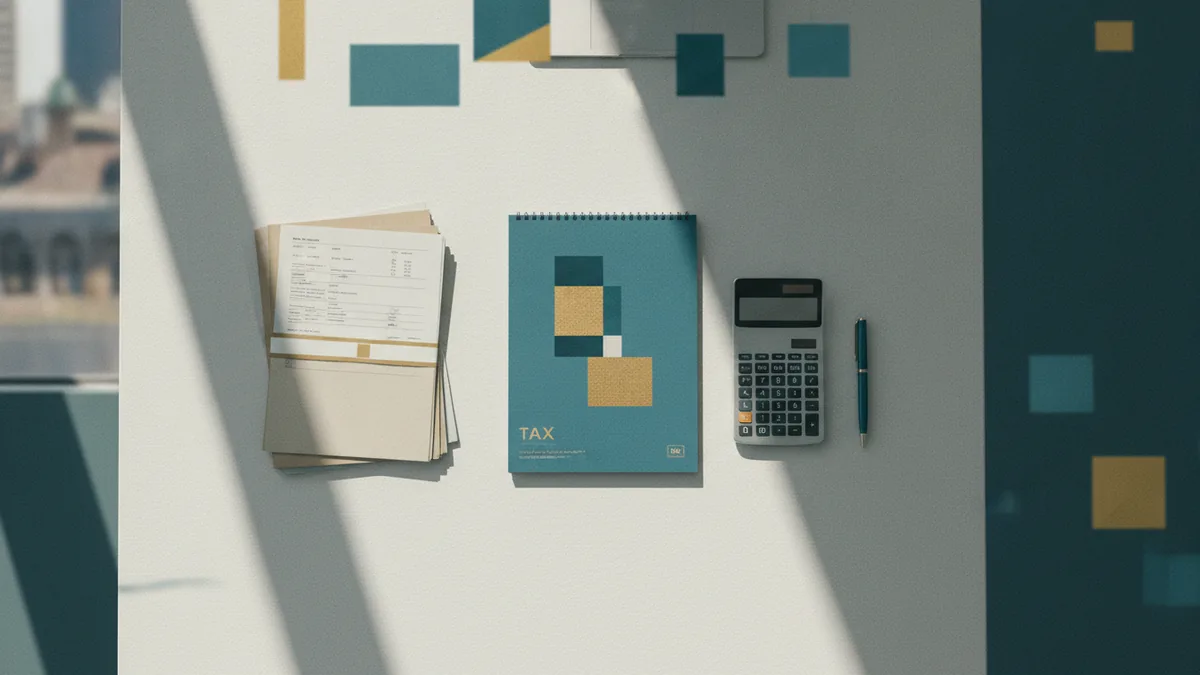 Tax planning calendar and financial papers arranged beside a calculator