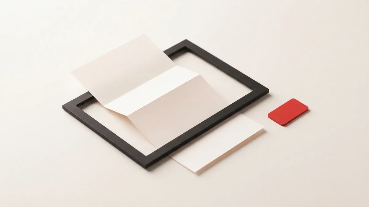 A visual metaphor for deductions and credits A folded sheet and small red shape suggest business deductions and tax credits